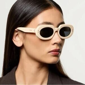 New! Celine Beige Oval Sunglasses CL40276U 25A, Authentic